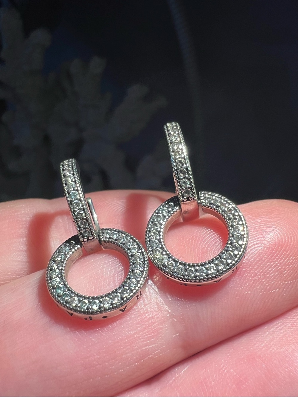 Sparkling Double Hoop Earrings - Picture 11 of 12